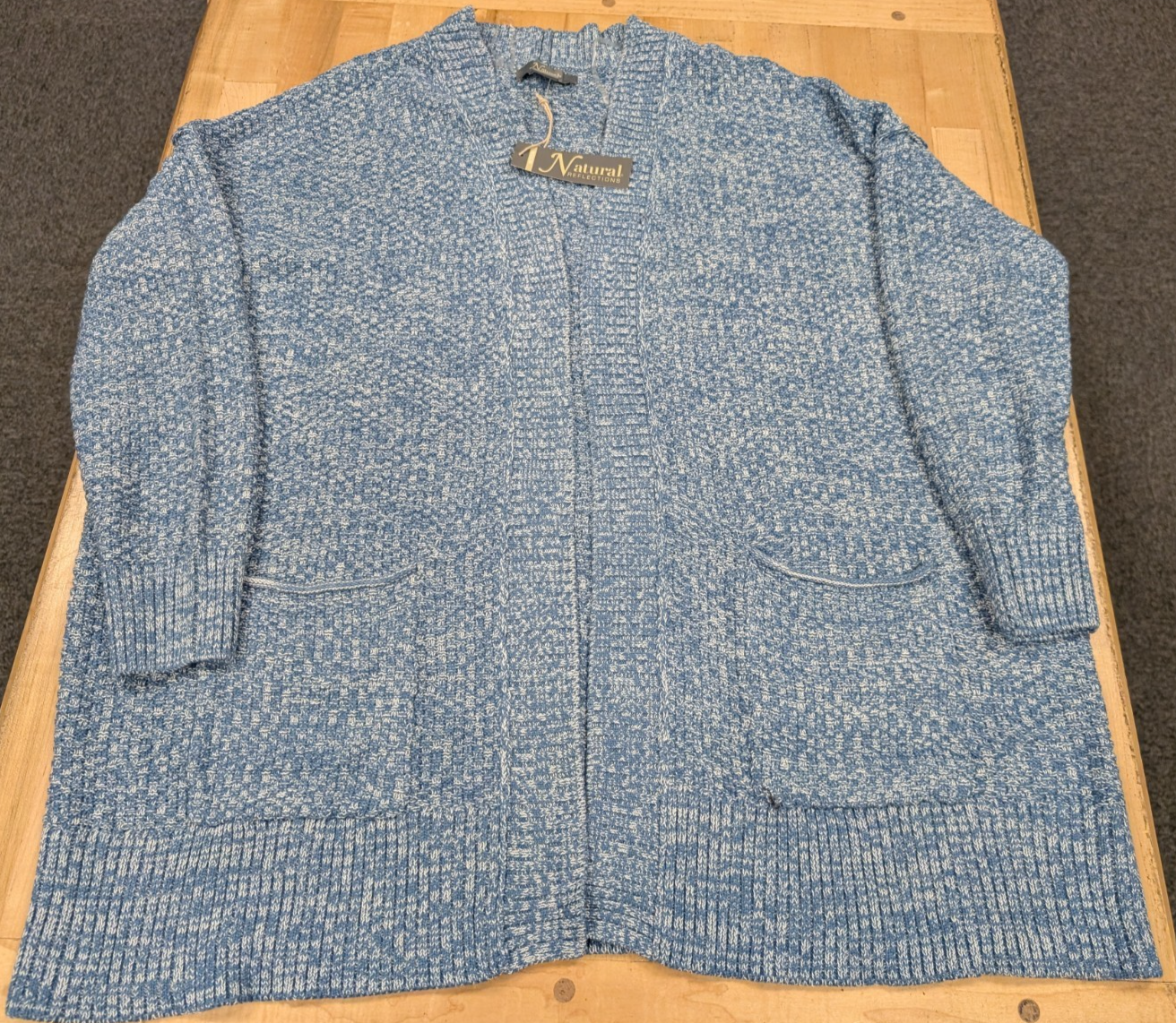 Natural Reflections Recycled Oversized Cardigan Sweater Women's Large Blue
