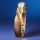 Vintage Monet Bracelet Gold Tone Hinged Bangle 6.5" Costume Fashion Jewelry