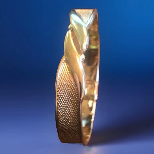 Vintage Monet Bracelet Gold Tone Hinged Bangle 6.5" Costume Fashion Jewelry