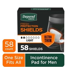 Depend Shield Incontinence Pads for Men Bladder Control Pads, Light, 58 Count