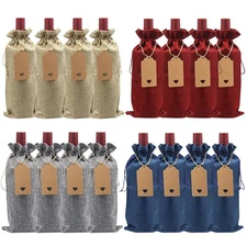 DIWNELEM 16 Pack Burlap Jute Wine Gift Bags with Drawstring, Perfect for Wine...