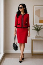 St John Collection Jacket and Skirt Red Black 2/4