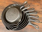 Griswold Cast Iron Matching Slant EPU Logo Skillet Set 3-9