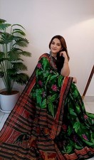Ikat pure Odisha Sambalpuri Silk Sareefall and Pico done with unstitched blouse