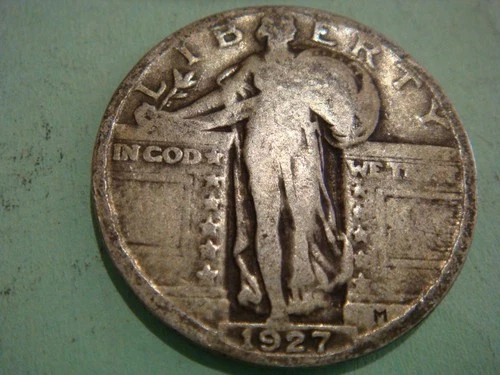 Below Melt, 1927 P Standing Liberty Quarter album filler, actual coin in photo