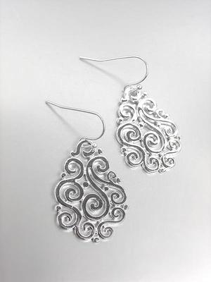 CLASSIC Designer Silver Filigree Dangle Earrings 51399