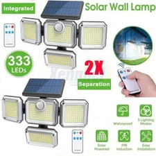 2 Pack 333 LED Motion Sensor Solar Lights Outdoor IP65 Waterproof Security Lamp