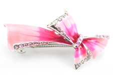 Pink Sparkling Bow Austrian Rhinestone Crystal Hair Barrette Clip