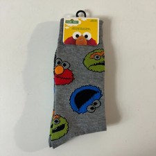 Sesame Street Crew Socks Size 6-12 Elmo, Oscar, Cookie Monster Graphic NEW