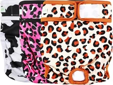 wegreeco Washable Reusable Animal Print Adjustable Female Dog Diapers Small