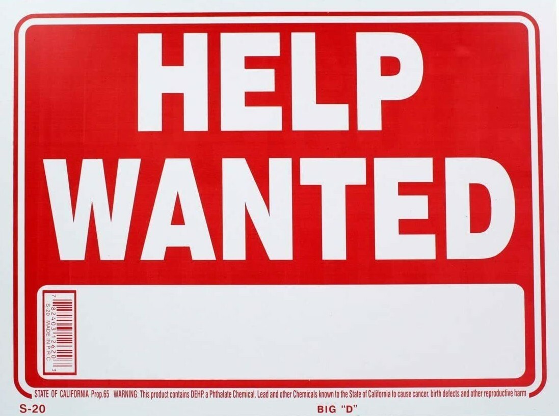 Flexible Plastic Waterproof Help Wanted Sign 9 x 12 Inch 2 Count, White and Red