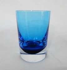 Daum Cristal France Cobalt Blue Flat Tumbler Double Old Fashion Glass 4 1/4"