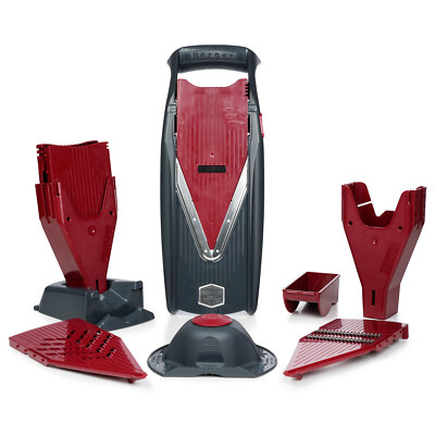 Börner Vital Gemüsehobel Profi Set Rot/Schwarz, mit Dressing Funktion, Mandoline