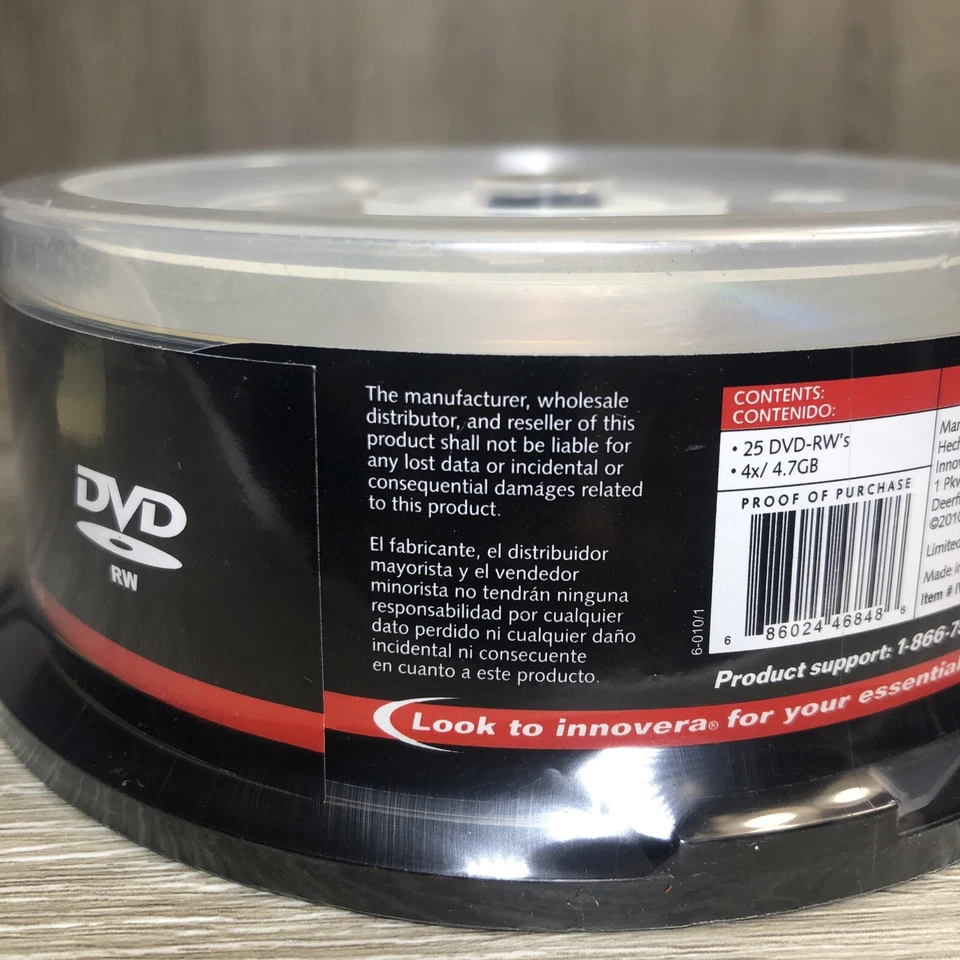 Innovera DVD-RW Discs 4.7GB/4x. 25 Pack IVR-46848 For Data, Music, Photos & More - Image 3 of 4