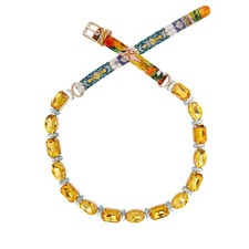 Dolce & Gabbana Majolica Orange Crystal Chain Belt for Dress Blue Gold 12840