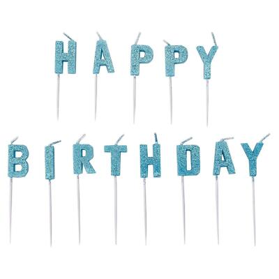 Amscan 'Happy Birthday' Glitzer Blau Glitzer Pick Kuchen Wachskerzen 13 Stück