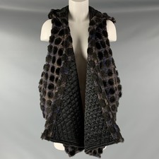 Thakoon Size S Brown Purple Wool Blend Hooded Vest