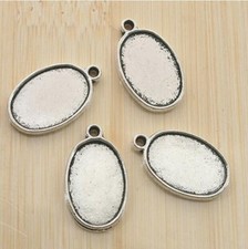 8pcs Tibetan Silver color 2sided oval picture frame charms in 17x11mm X0233