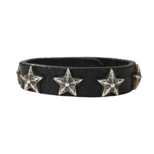 Chrome Hearts Adjustable Leather Sterling Silver Snap Bracelet