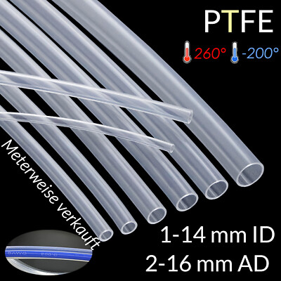 Weiß PTFE F4 Schlauch Pneumatik 260 ° C 600V - 1/2/3/4/5/6mm - Gas Flüssigkeit