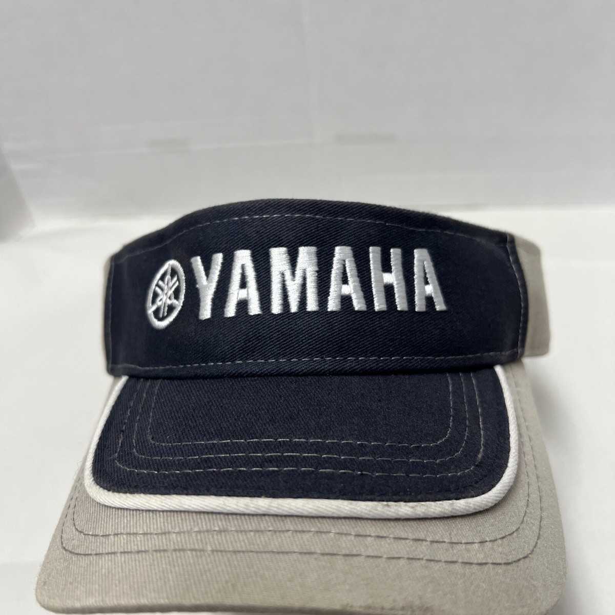 YAMAHA Navy Blue Grey Sun Visor Fishing Racing Golf Hat Cap