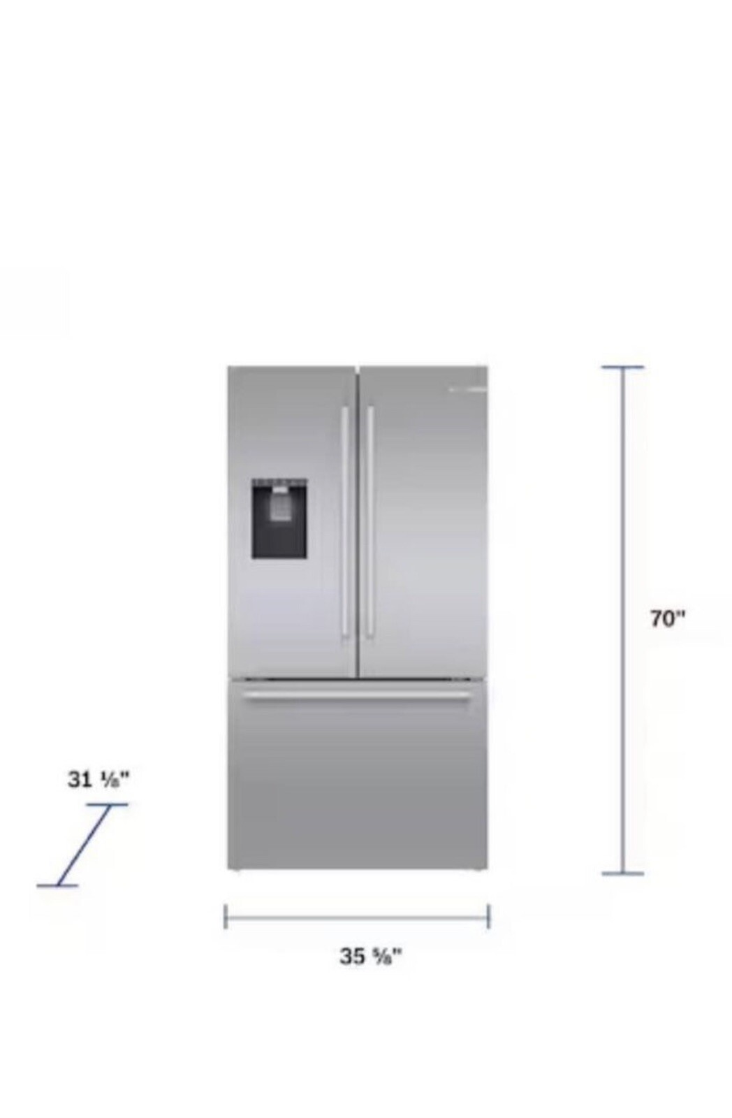 Bosch 36" SS 20.8 Cu.Ft French Door 500 Series Smart Refrigerator