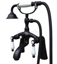 Oil Rubbed Bronze Deck Mount Clawfoot Bathtub Faucet W/ Hand Shower Mixer Tap