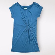 Anthropologie Maeve Knotted Tie Front Knee Length Mini Dress Size S Blue
