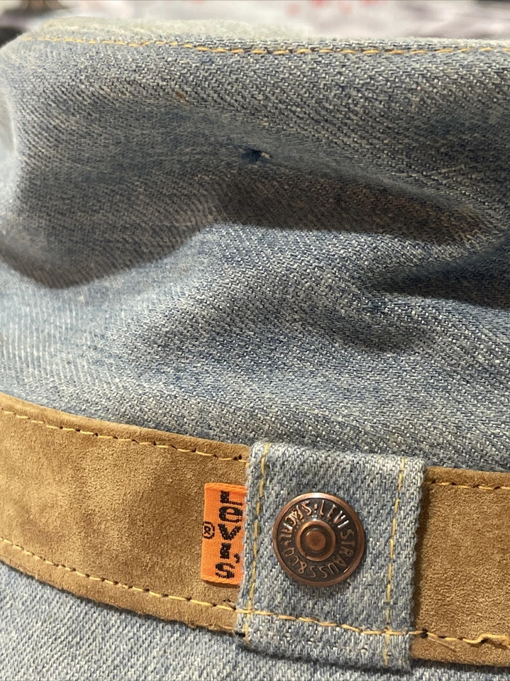 Levi's Vintage LEVIS Naranja Tab SOMBRERO CUBO DENIM Denim Ligero Con Forro ¡RARO! Foto 4 de 4
