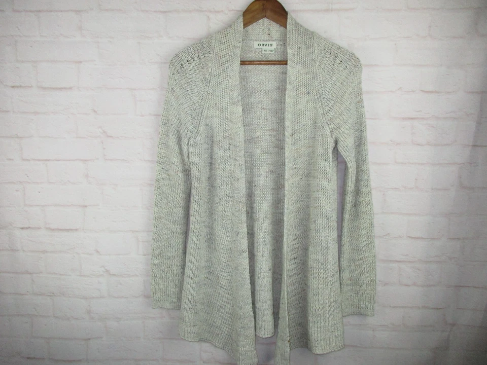 Suéter cárdigan abierto tejido lino marfil talla XS Orvis para mujer Foto 4 de 4