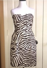 Kate Spade Lined strapless *G Zebra Stripe Party Dress Sz 2 Front Pocket
