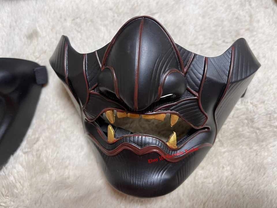 Japanese Hannya Half Face Mask Demon Oni Samurai Noh Kabuki Prajna Devil Masks - Image 3 of 4