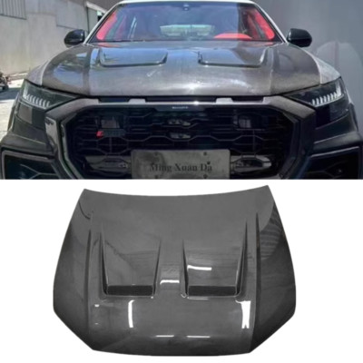 Real Carbon Fiber For 2019-2024 Audi Q8 SQ8 RSQ8 Front Hood Bonnet Cover Bodykit