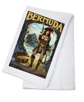 Bermuda - Pirate Pinup Girl - Lp Artwork (100% Cotton Towel Absorbent) Bermuda - Pirate Pinup Girl - Lp Artwork (100% Cotton Towel Absorbent)