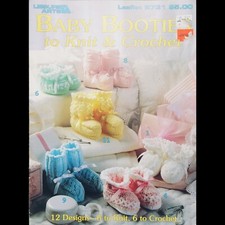 Vintage Leisure Arts 2731 Baby Booties to Knit Crochet - 12 Designs, 1995