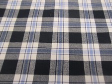 Cotton Flannel Fabric Blue Tartan Plaid Cotton Flannel Fabric 3yd x 44