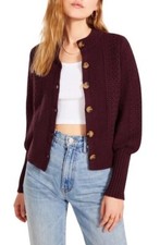 BB Dakota by Steve Madden Story Time Cardigan Port Deep Red XS NWT 109