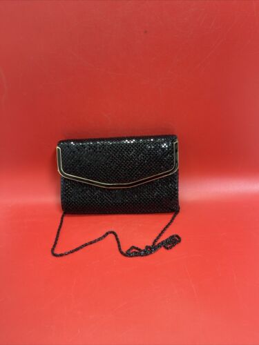 Vintage Black & Gold Sequin Handbag Purse Dressy … - image 1