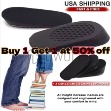 Universal Gel Height Increase Insoles Invisible Shoe Lifts Inserts Elastic Shock