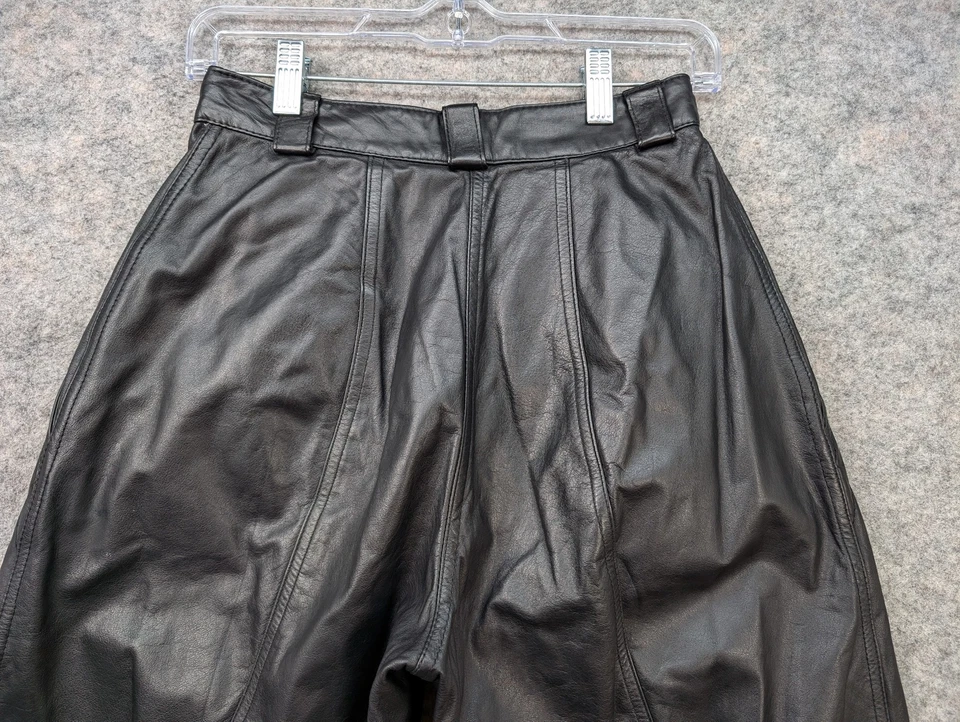 Vintage 80s Leather Pants Womens 6 Black Charles Klein High Rise Retro Chic - Image 4 of 4