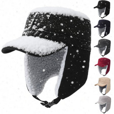 Men Women Winter Warm Baseball Cap with Earflap Fleece Lined Outdoor Hunting Hat