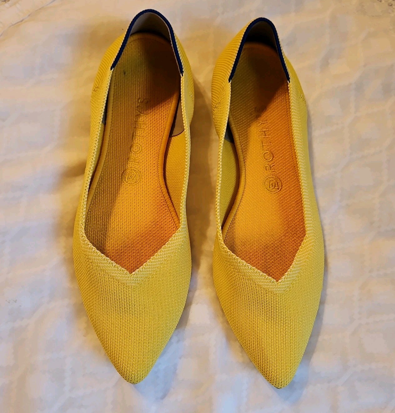 Rothy's The Point Flat Ballerina in Marigold Yellow, Womens Size 10.5