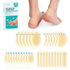 Hydrocolloid Gel Blister Bandages Pads - Variety Pack 32ct Waterproof Adhes...