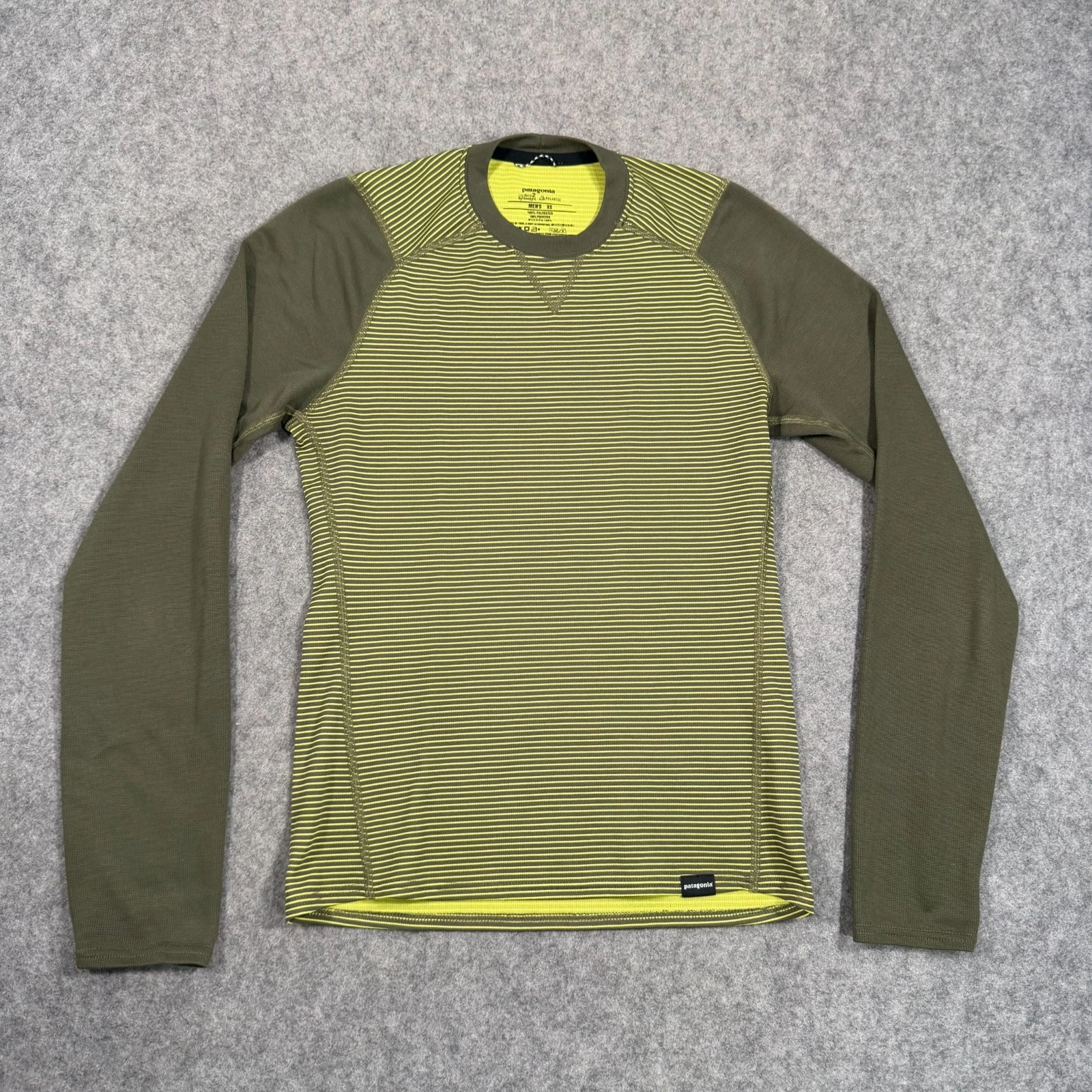 Patagonia Yellow Green Striped Capilene 2 Lightweight Shirt Men's Size XS