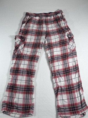Aerie Plaid Pajama Pants Womens Medium Red White Flannel Lounge Cargo Sleepwear