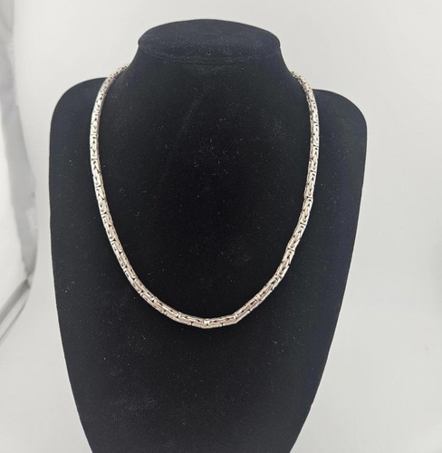 16.5 Sterling Silver 4mm Byzantine Bali Necklace