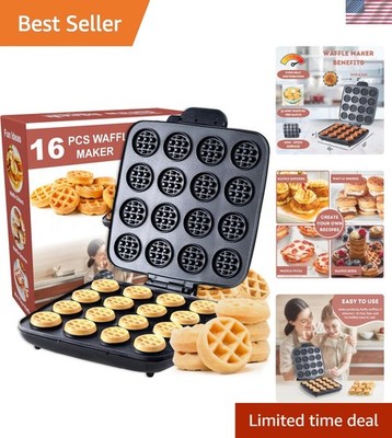 16 PCS Mini Waffle Maker Machine, Nonstick Waffles Iron Quick Heat-Up Surface...