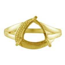 Semi Mount Causal Ring 9MM Trillion Shape Faceted Cut 925 Sterling Silver