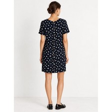 Madewell Navy Short-Sleeve Midi Dress with White & Yellow Floral Print Size M