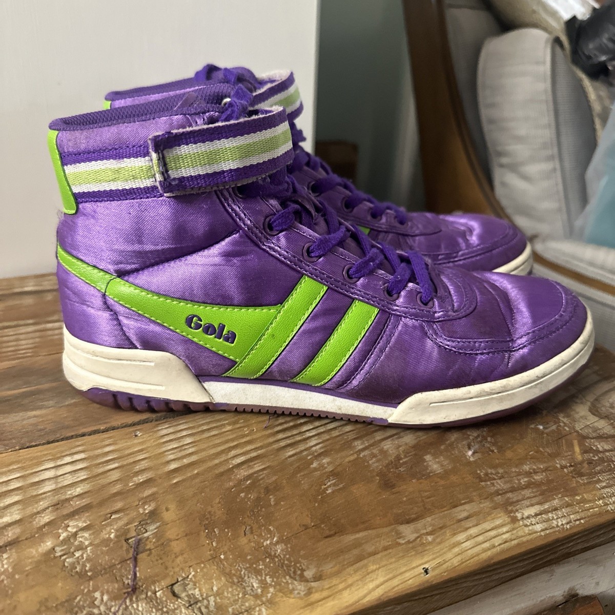 Gola Disco High Top Sneakers Purple Lime Y2K Retro 80s Style Women’s Sz